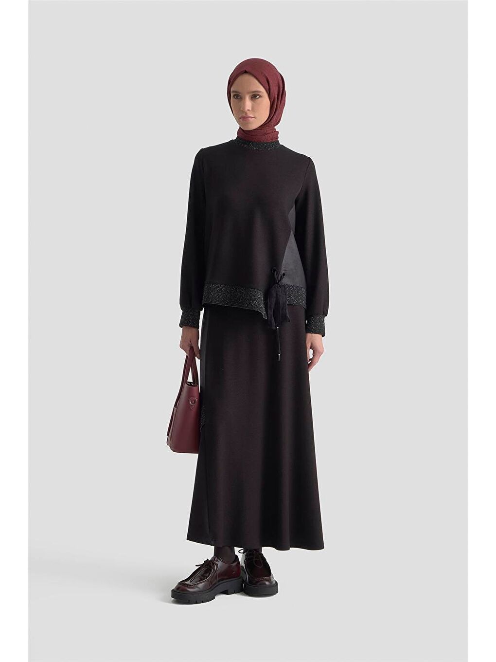 Taşlı Örme Takım 25Kd2103 Siyah-2