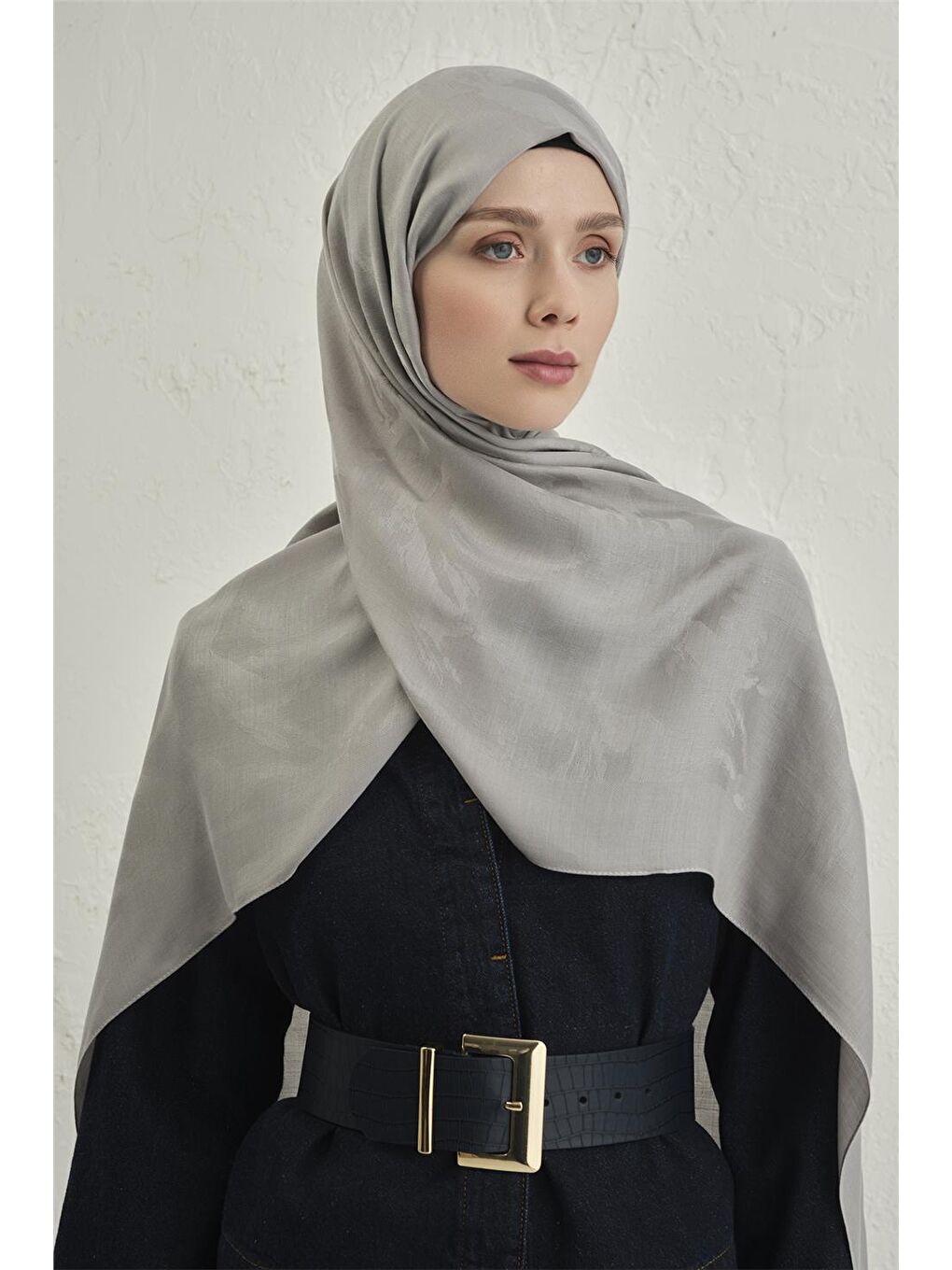 Gri Lyocell Viscon Dalga Desen Şal 1 20-2
