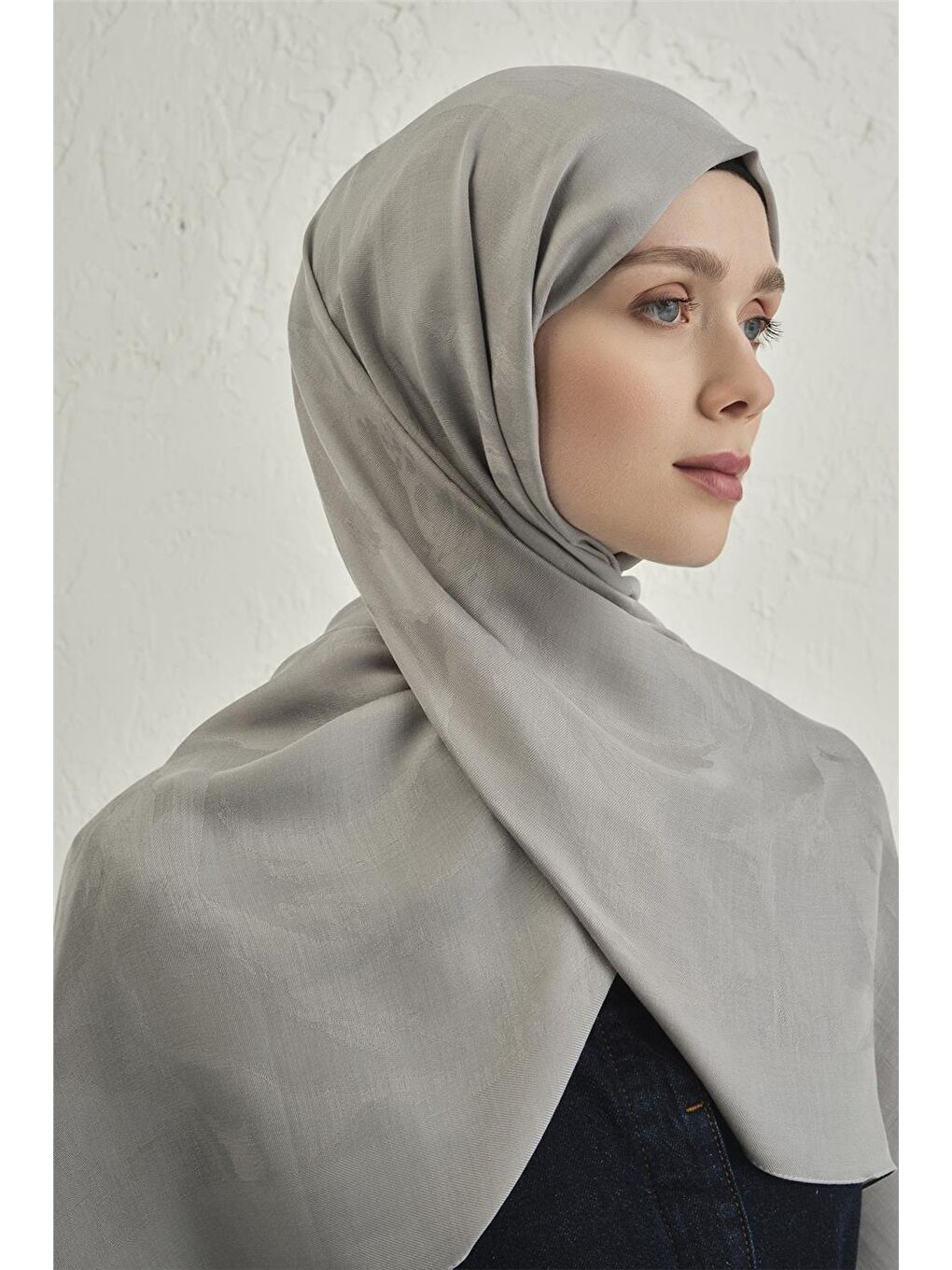 Gri Lyocell Viscon Dalga Desen Şal 1 20-3
