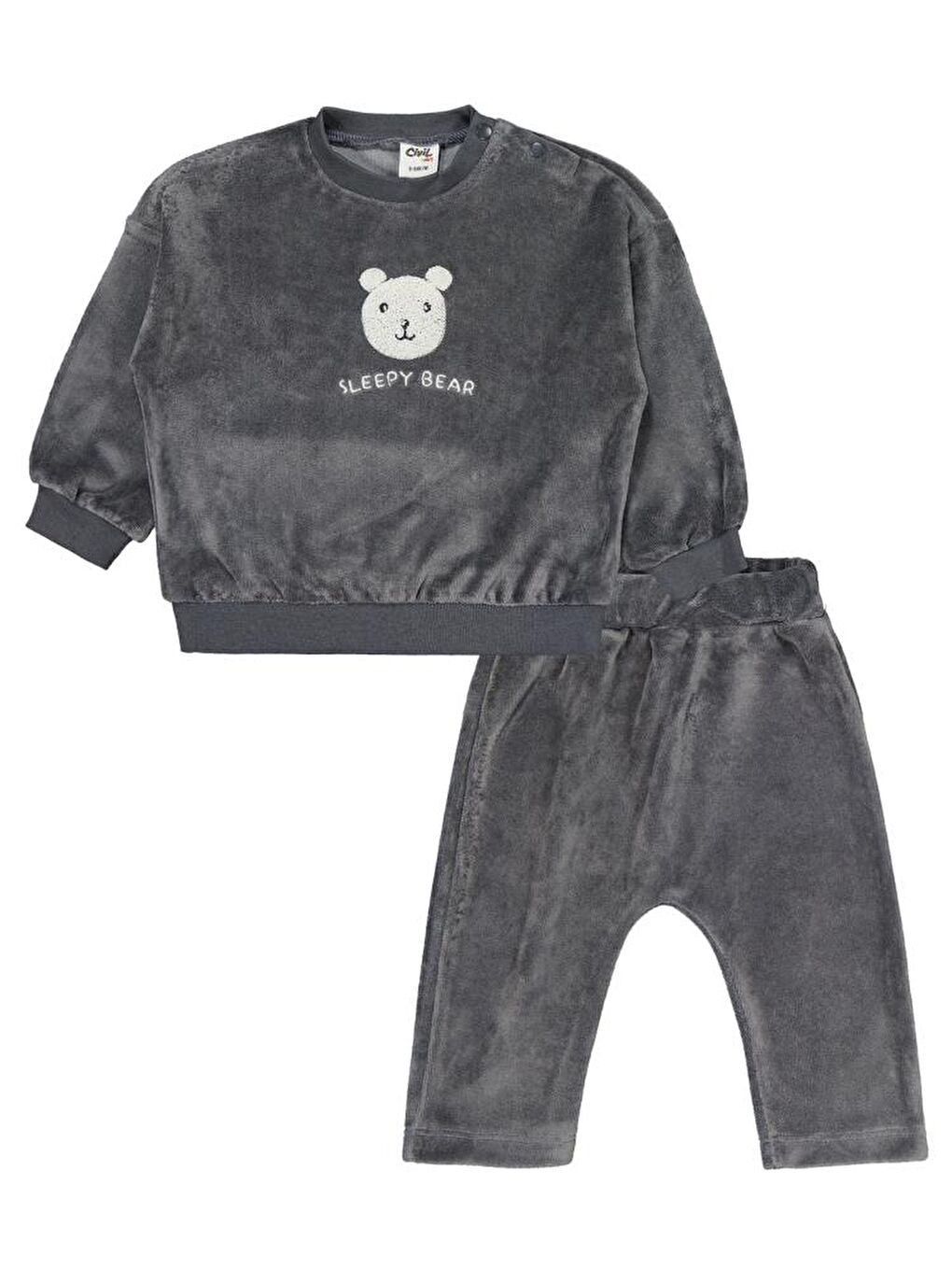 Gri Baby Ayıcık Süzene Nakışlı 6-18 Ay Takım-2