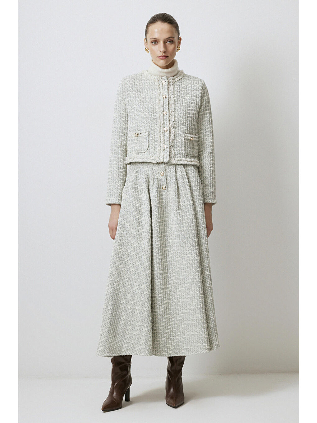 Yeşil Ceket Etek Tüvit Takım