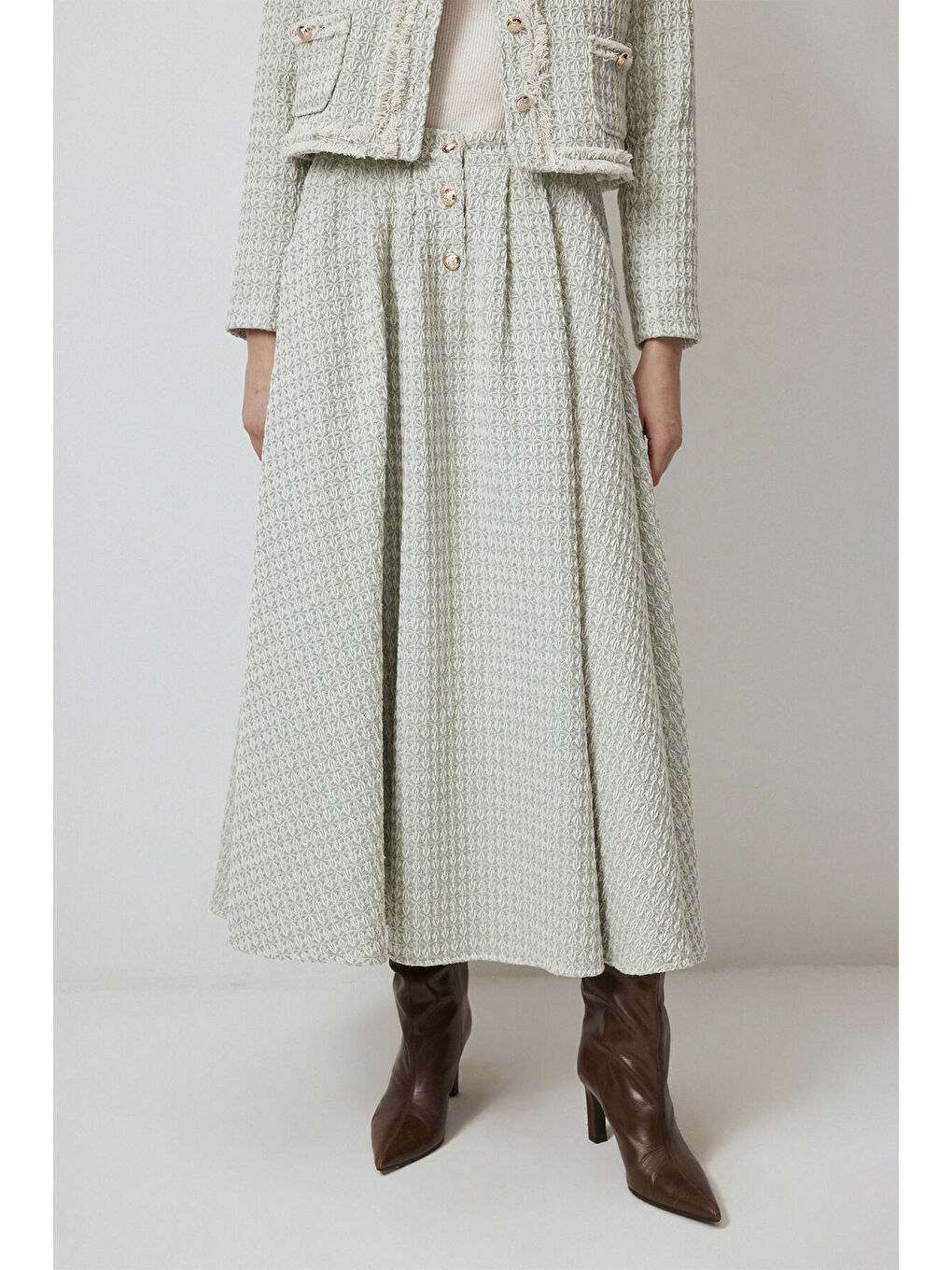 Yeşil Ceket Etek Tüvit Takım-3