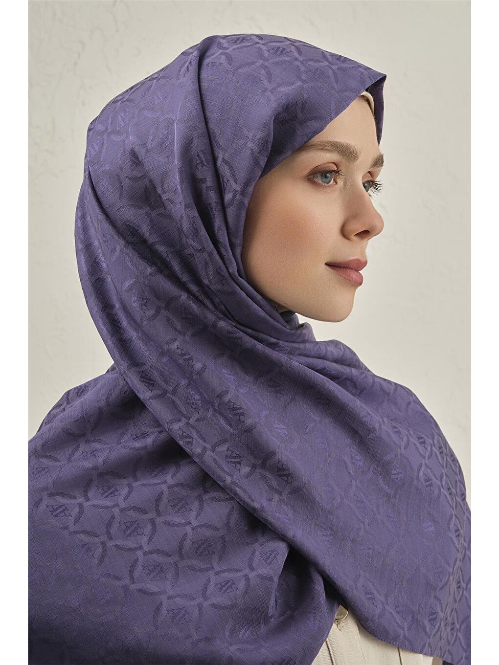 Mor Pamuk Floş Çapraz Desen Şal 2 45-2