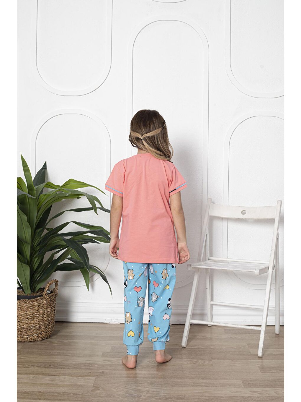 Kapi Kids Pembe-Somon Kız Çocuk Make Wish Pandacık Baskılı Pijama Takımı 11-15 Yaş 6080 - 3