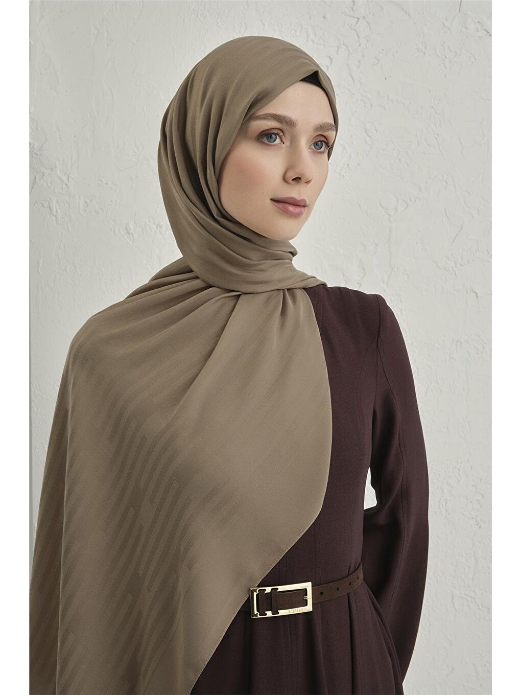 Bej Lyocell Viscon Stripes Şal 2 11-1