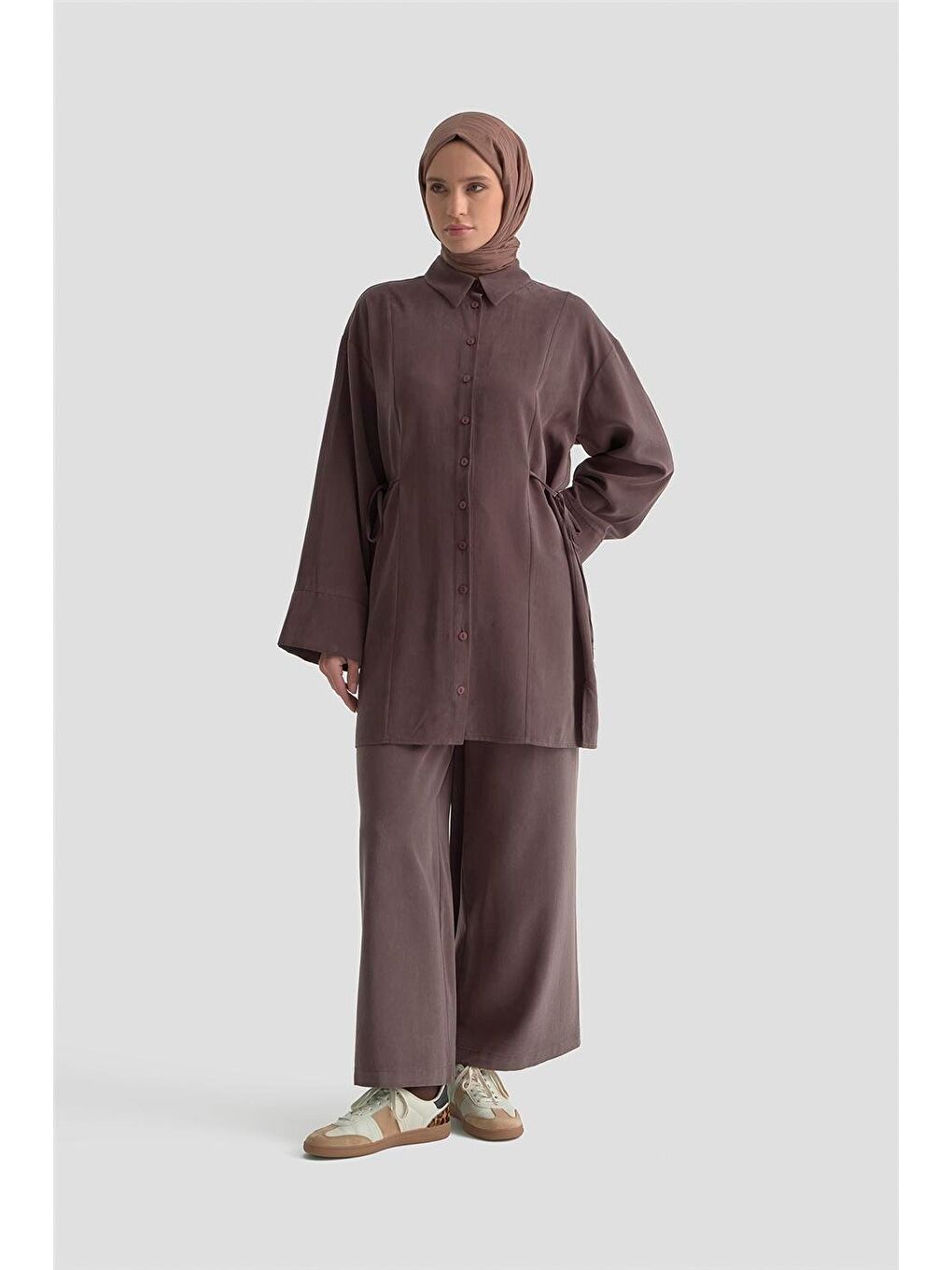 Beli Bağcıklı Modal Takım 25Kd1127 Kahverengi-1