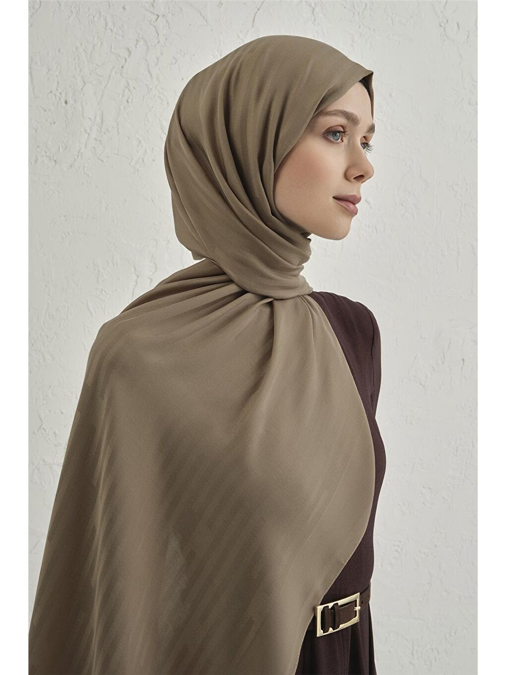 Bej Lyocell Viscon Stripes Şal 2 11-2