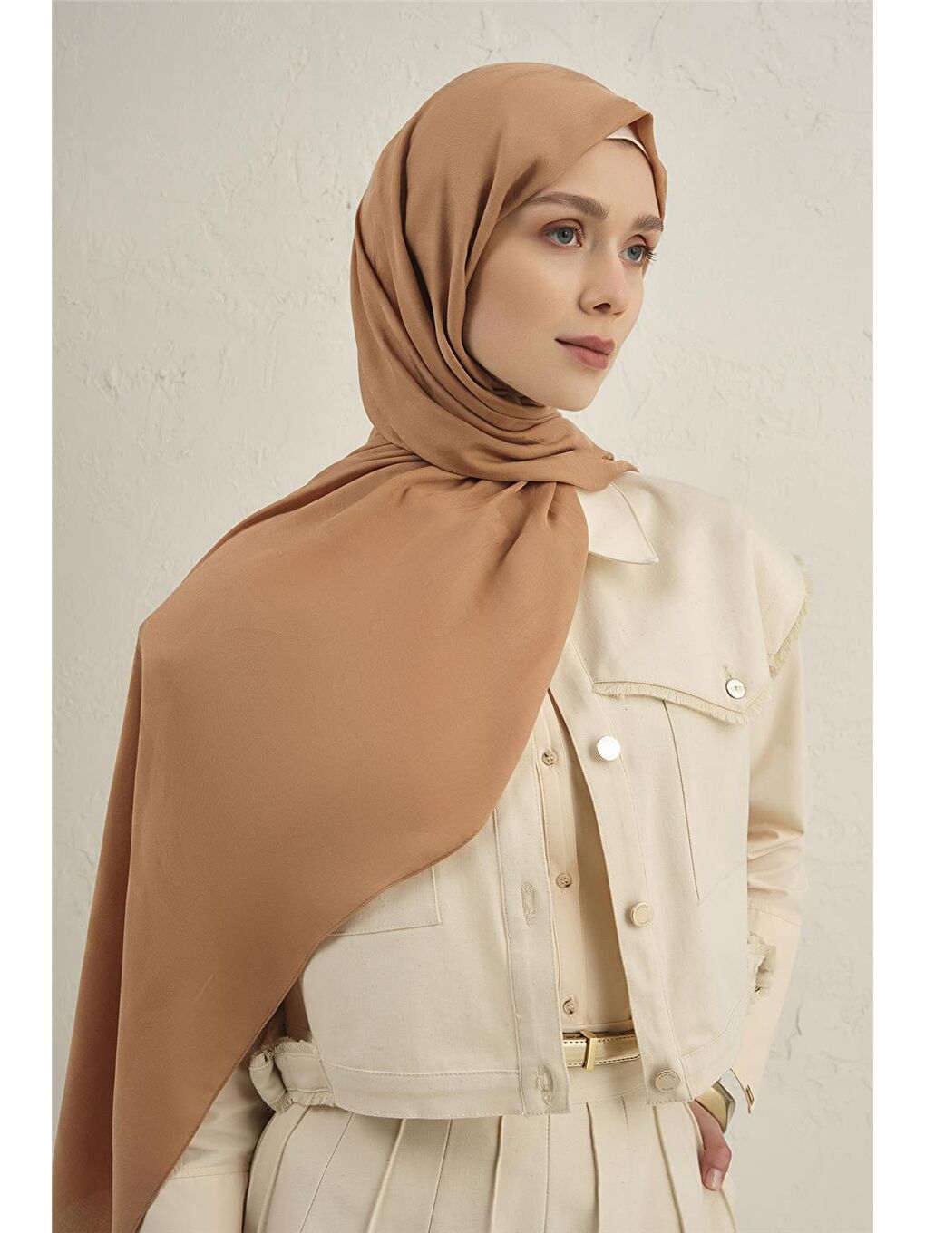 Turuncu Lyocell Viscon Dalga Desen Şal 1 12-2