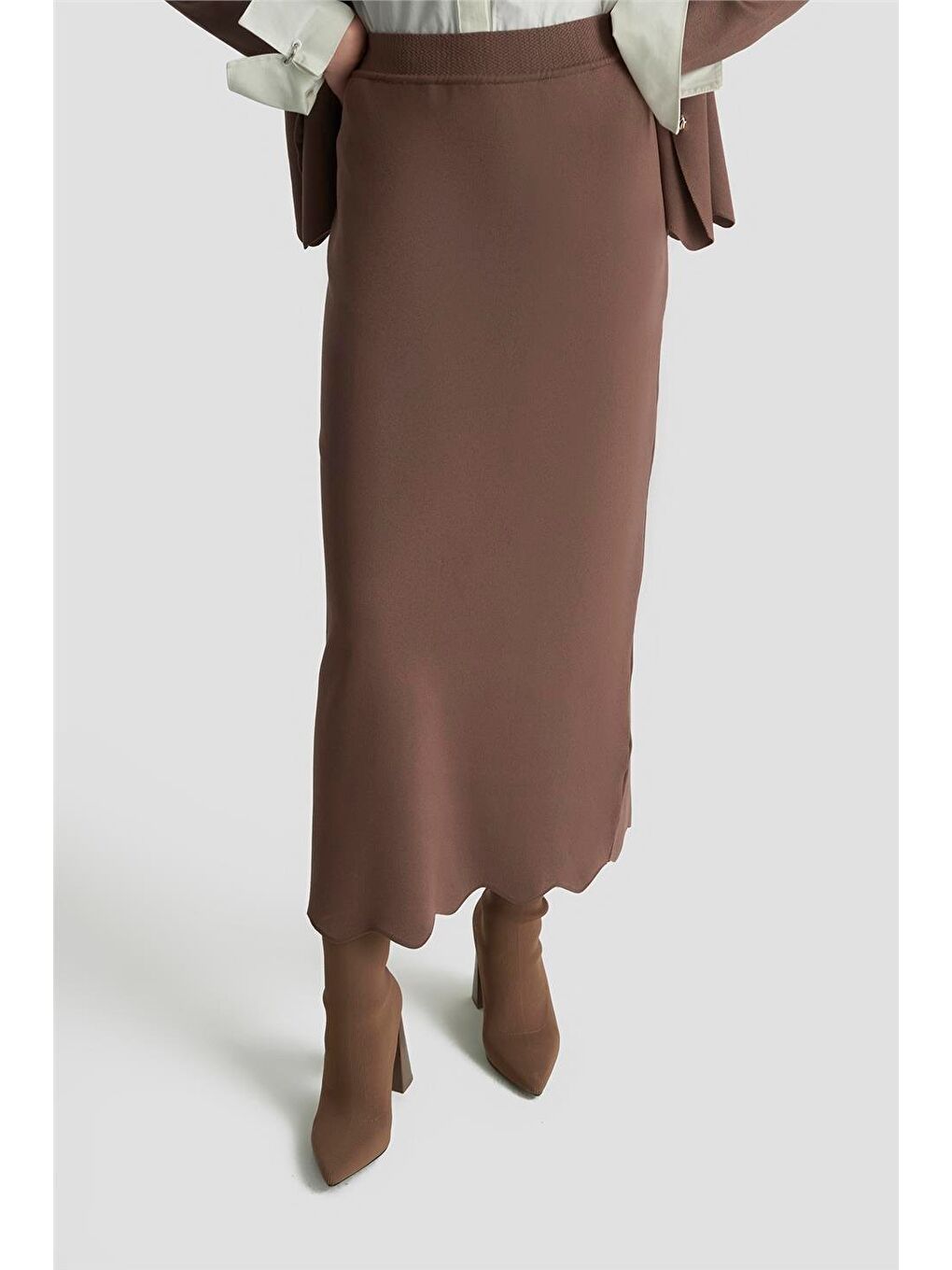 Kahverengi Trend Düğme Detaylı Triko Takım 25Ktd6118 Mocha-3