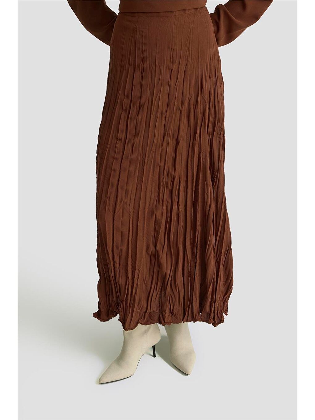 Kırışık Efektli Takım 25Kd1019 Kahverengi-4