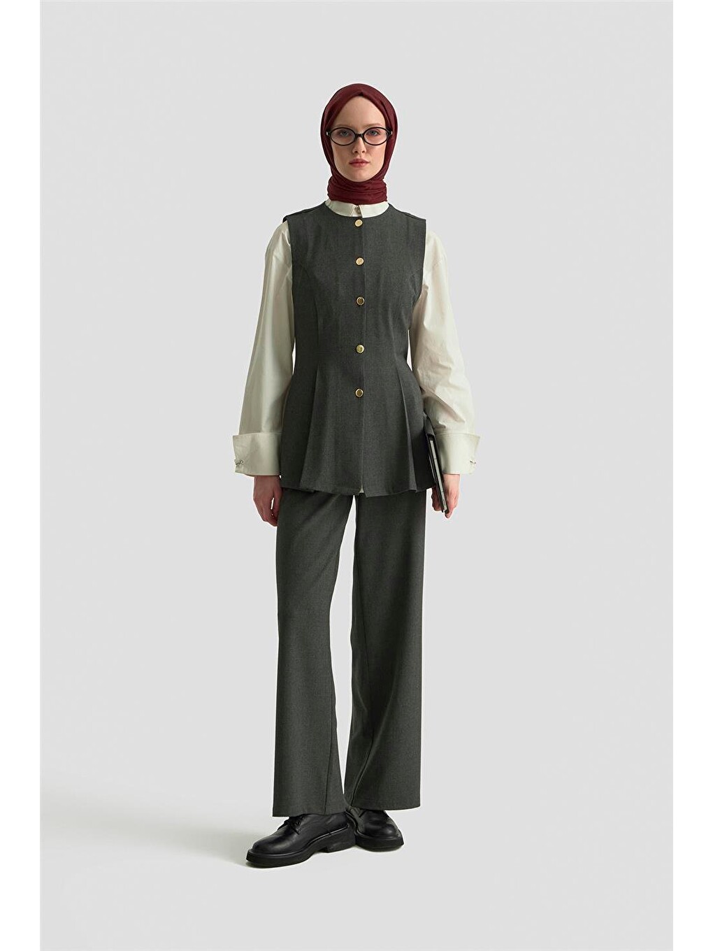 Fitted Yelekli Takım 25Kd1307 Antrasit-1