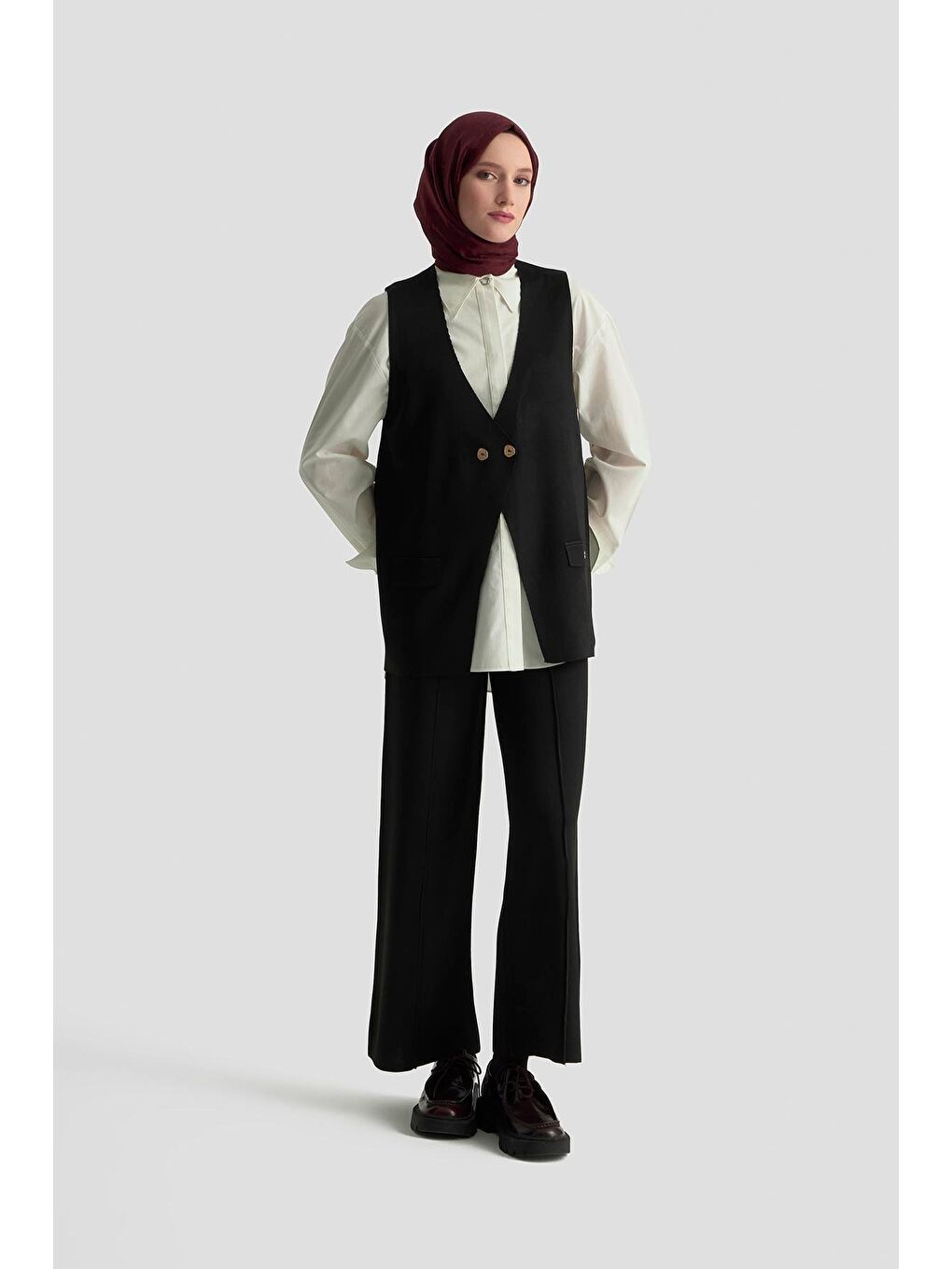 Trend Yelekli Triko Takım 25Ktd6117 Siyah