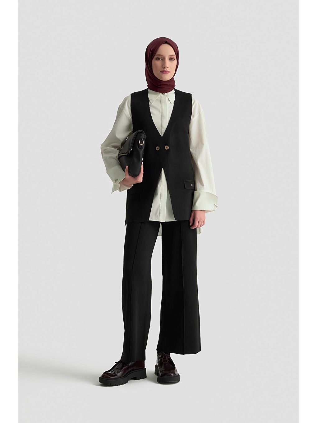 Trend Yelekli Triko Takım 25Ktd6117 Siyah-1