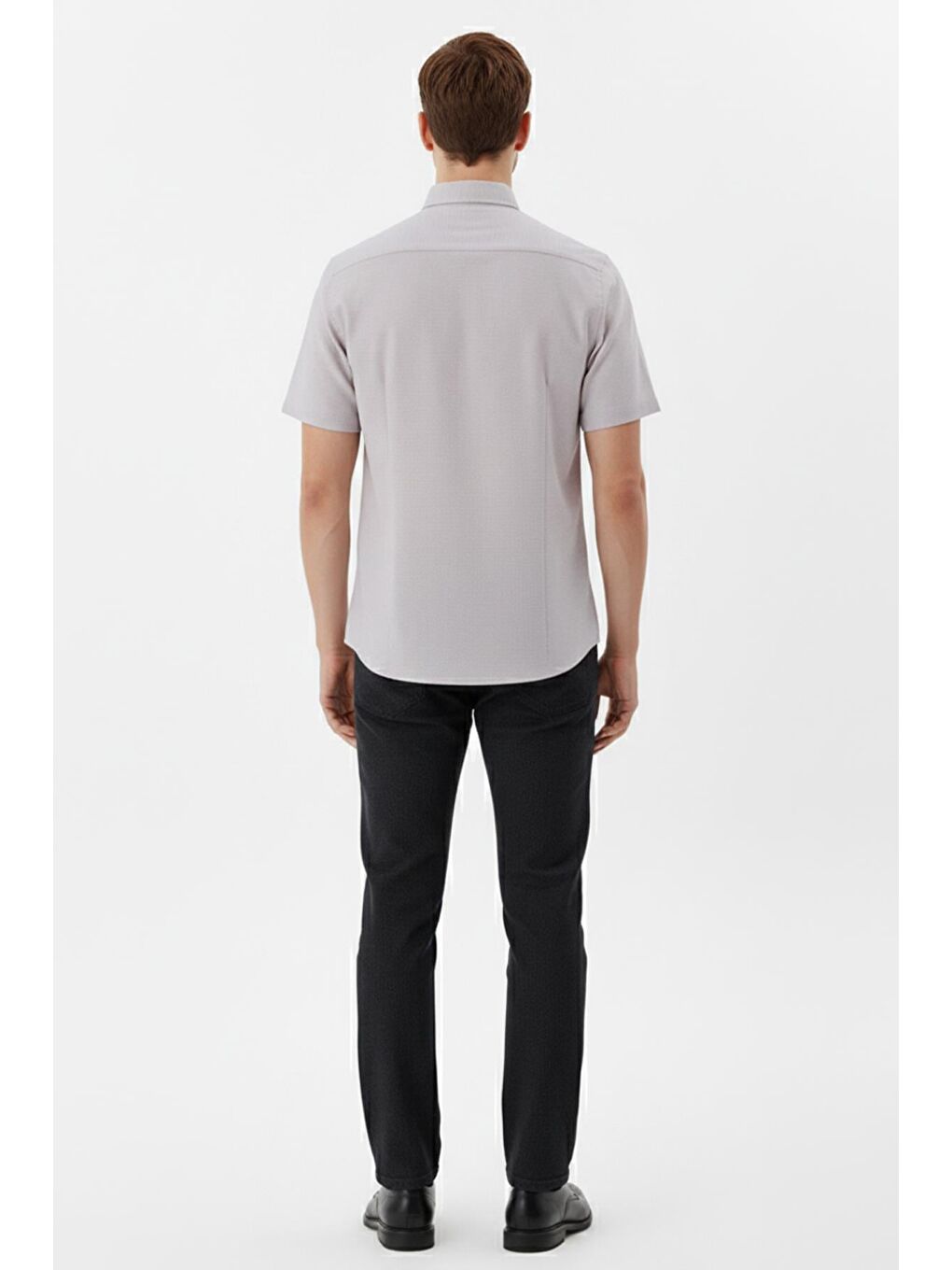 Erkek Bordo Kısa Kollu Pamuk Gömlek – Düz, Düğmeli Yaka, Regular Fit-3