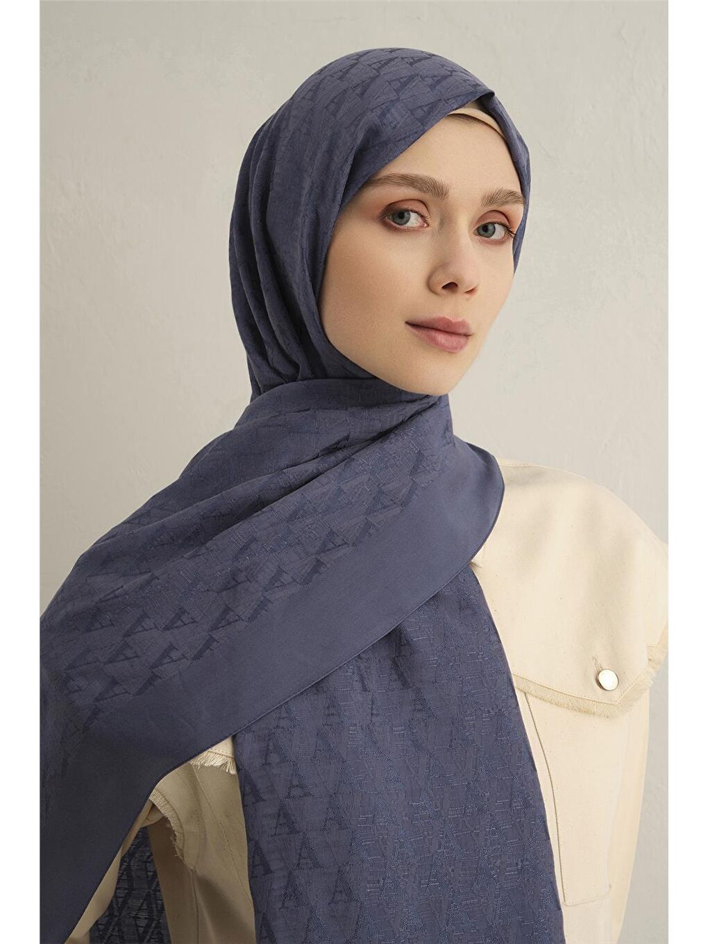 Mavi Pamora Aa Monogram Şal 3 26-3