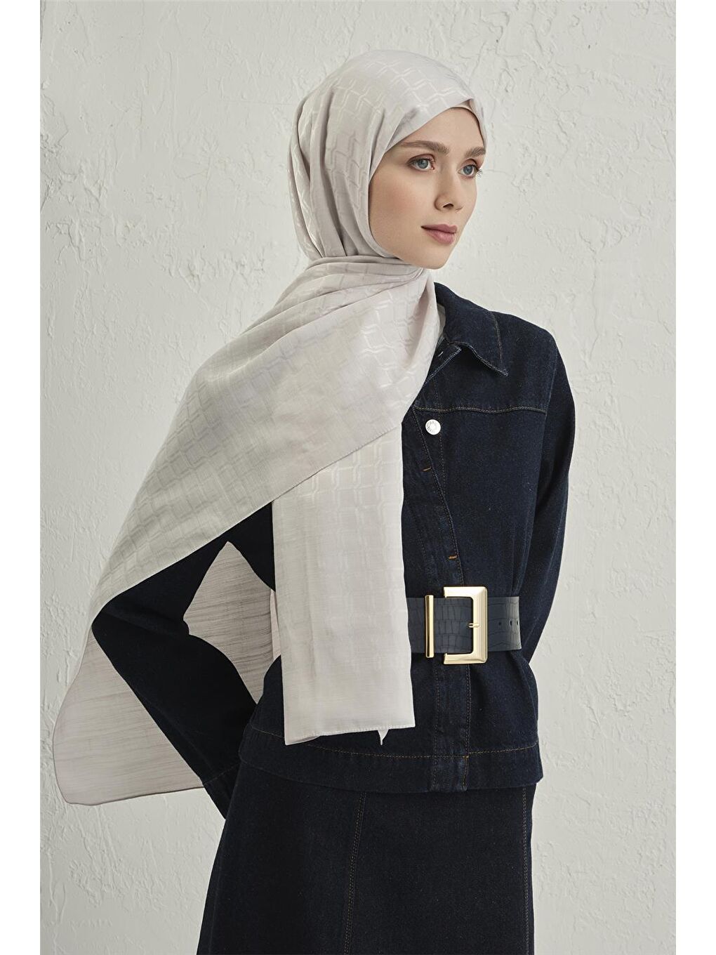 Gri Pamuk Floş Çapraz Desen Şal 2 17