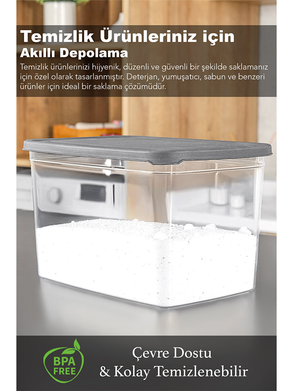 Renksiz 3'lü Mega Boy Etiketli Deterjan Saklama Kutusu 5,3 l-1