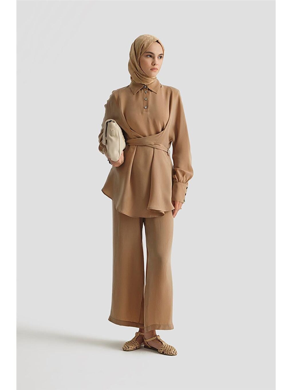 Kahverengi Çapraz Bağlamalı Cupra Takım 25Y6032 Sahra-1