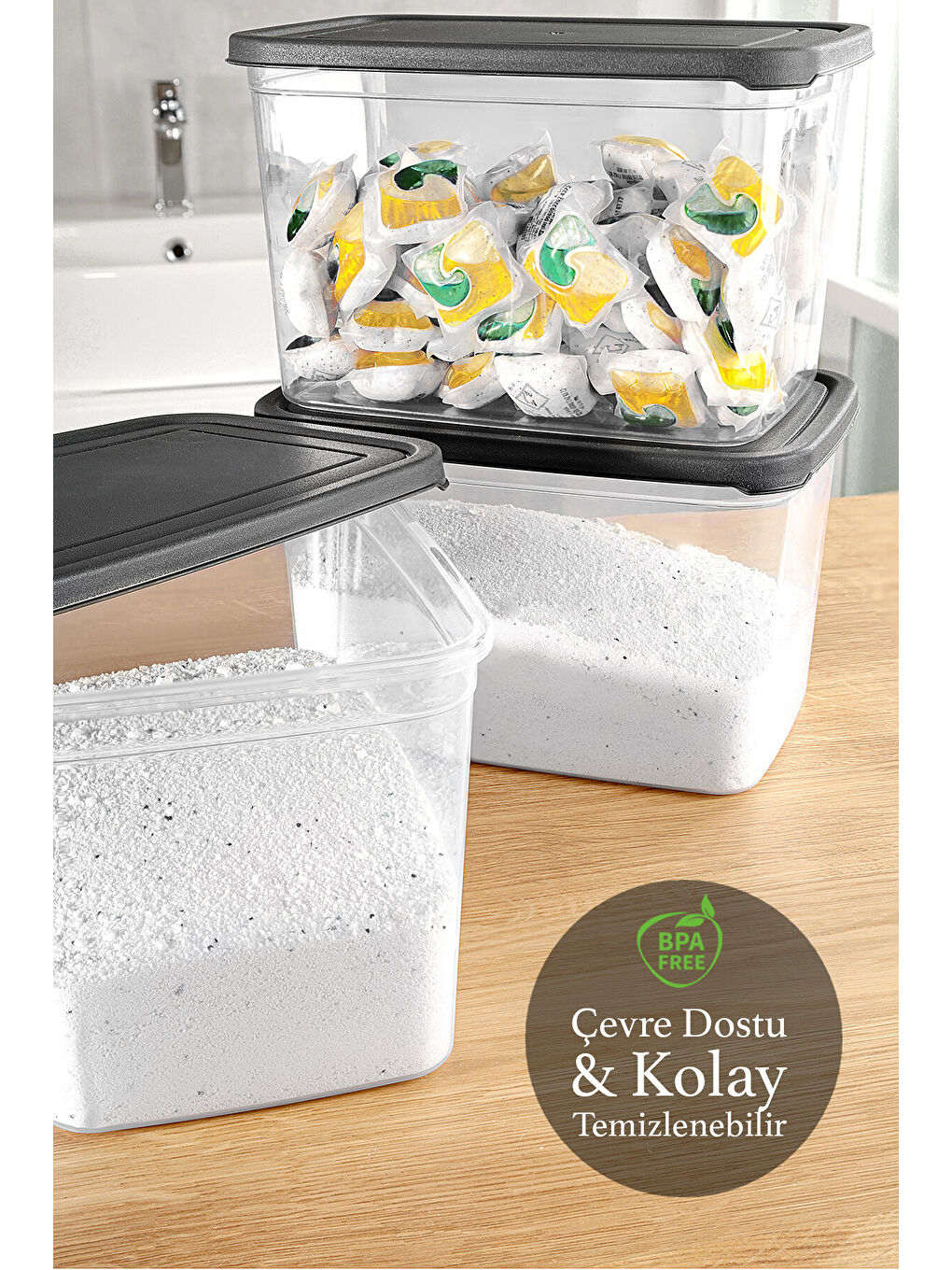 Renksiz 5'li Etiketli Deterjan Saklama Kutusu 3,7 l-1