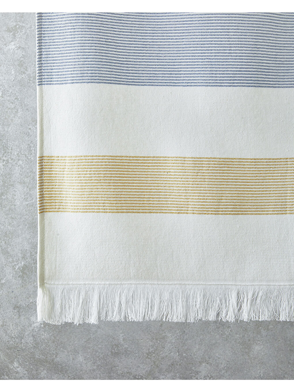 Poti Pamuklu Çizgili Plaj Havlusu 90x150 cm Ekru-Mavi-Sarı-1