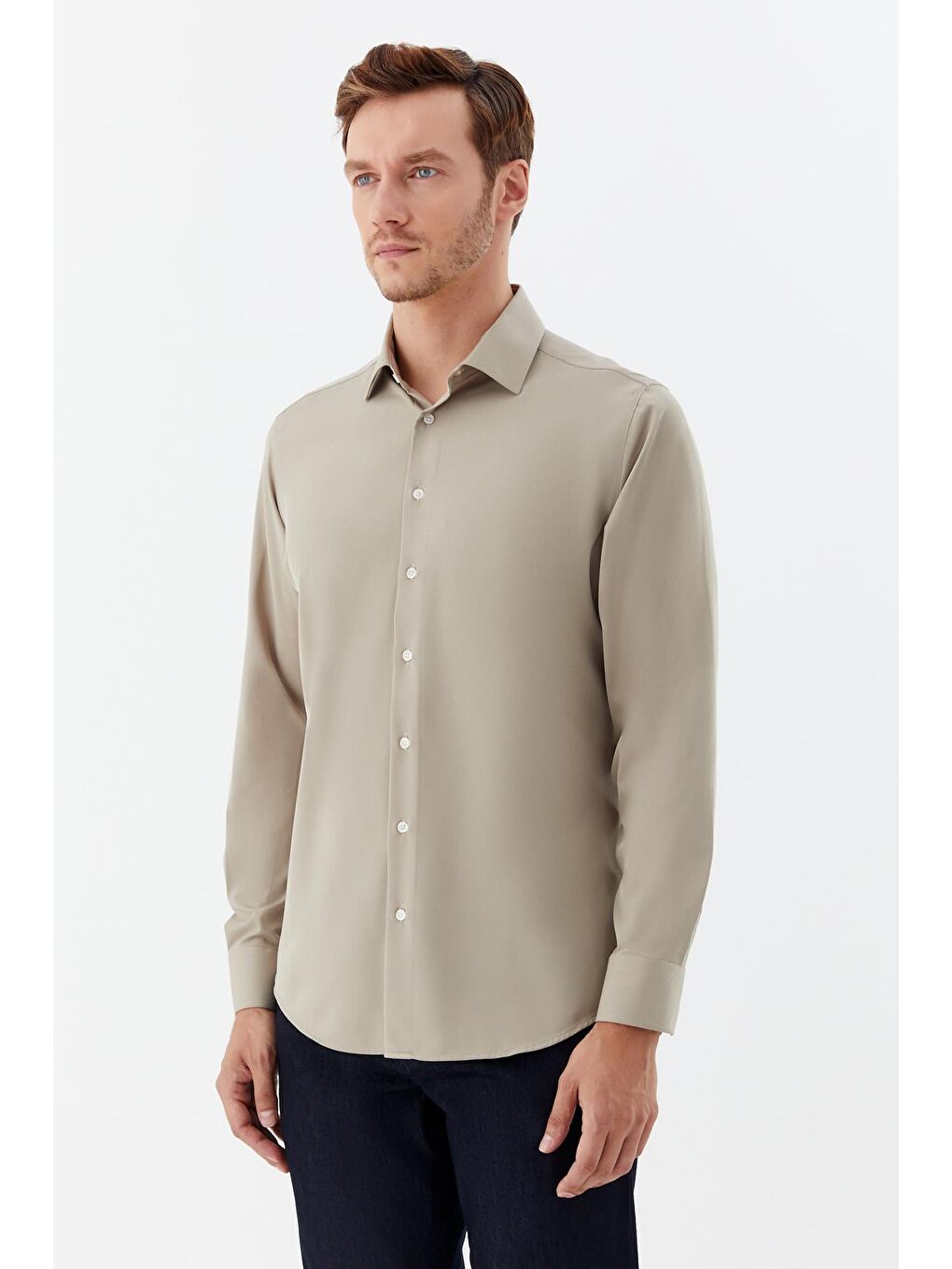 Klasik Yaka Erkek Gömlek Haki-2