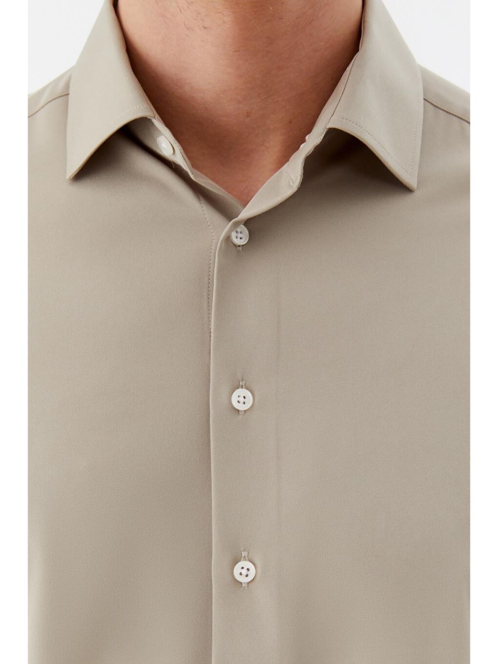 Klasik Yaka Erkek Gömlek Haki-3