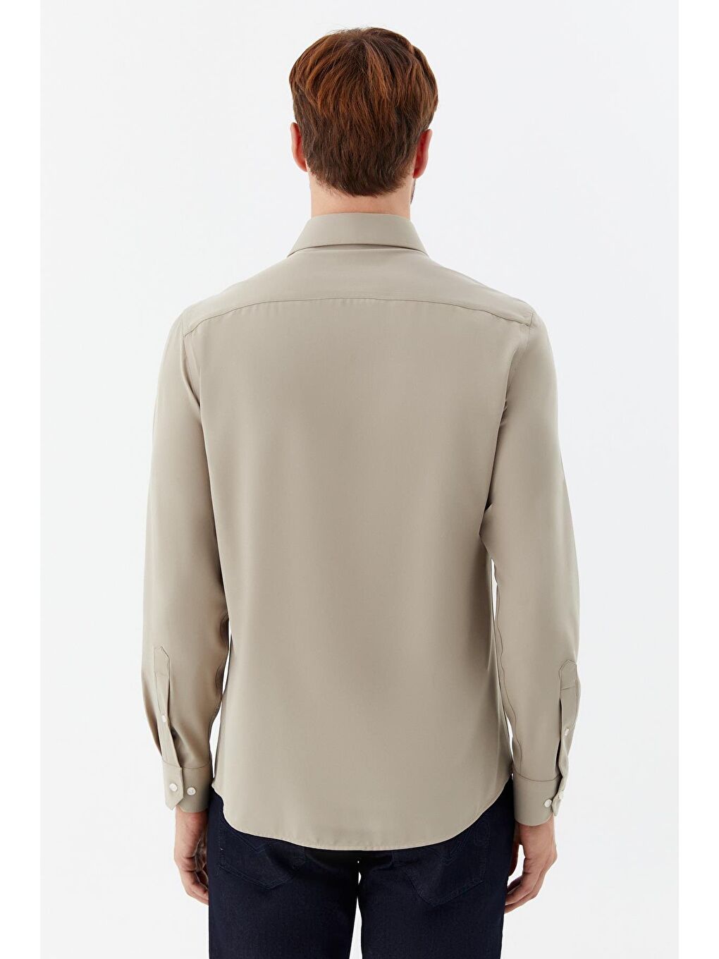 Klasik Yaka Erkek Gömlek Haki-4