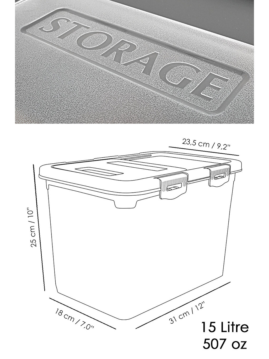 Gri 3'lü Etiketli Sürgülü Kilitli Deterjan Saklama Kutusu 15 l-5