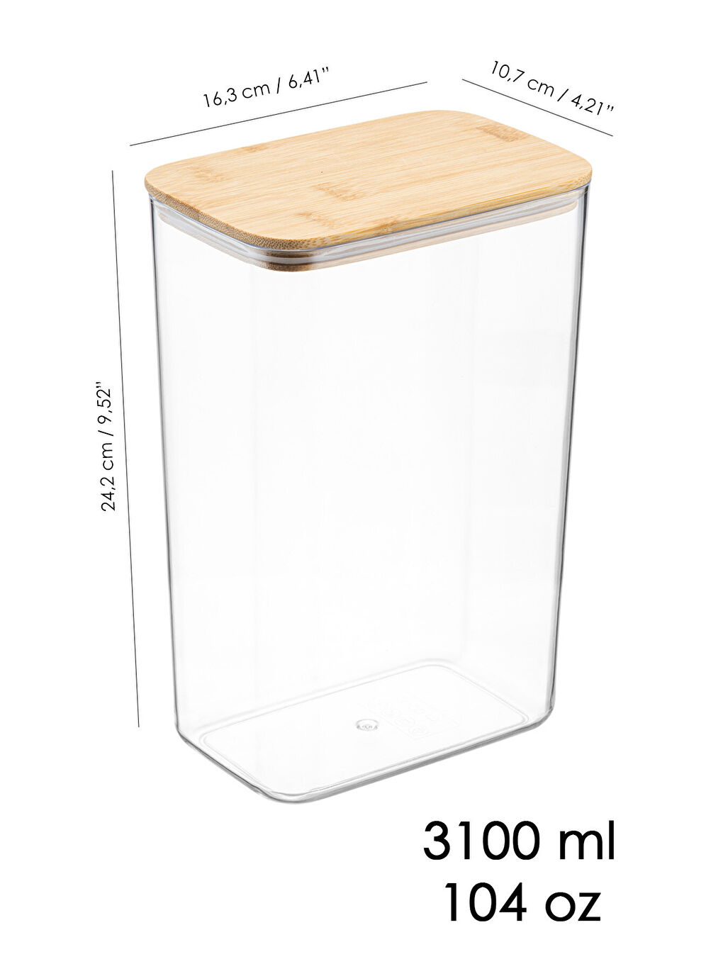 Renksiz 2 Adet Bambu Kapak Aura Deterjan Saklama Kutusu 3,1 l-4