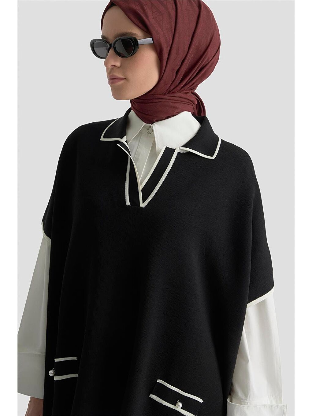 İnci Detaylı Pelerinli Etek Takım 25Kd6020 Siyah-2