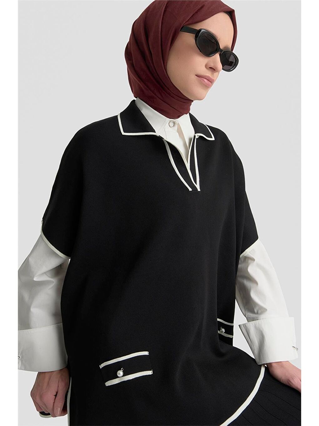 İnci Detaylı Pelerinli Etek Takım 25Kd6020 Siyah-5