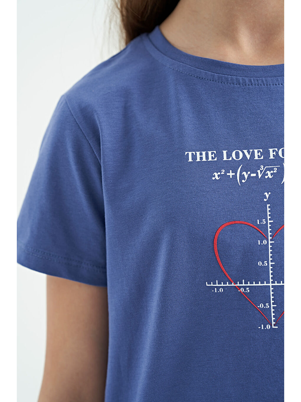 Mor Açık Eflatun O Yaka Baskı Detaylı Rahat Kalıp Kız Çocuk Tişört - 75129-4