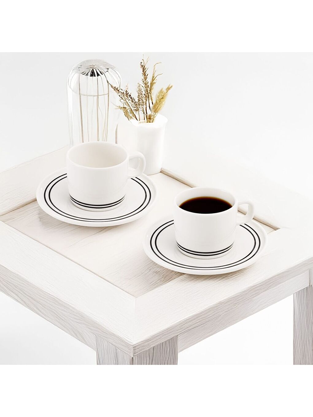 Ekru Mental 2 Kişilik Kahve Fincanı Takımı Siyah