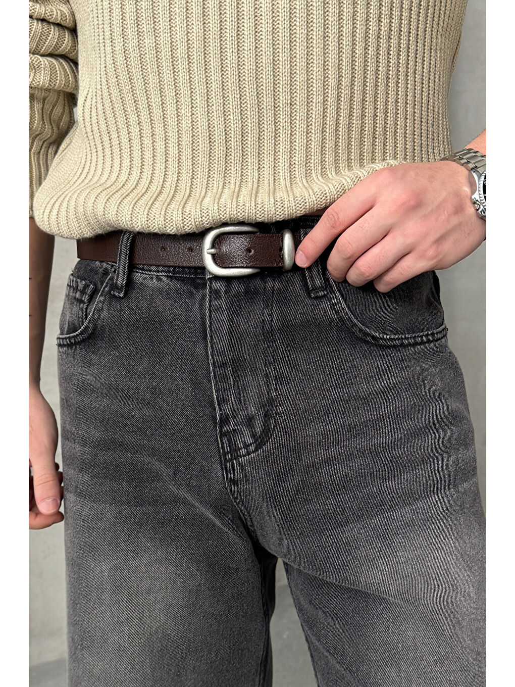 Kahverengi Erkek %100 Hakiki Deri Kemer