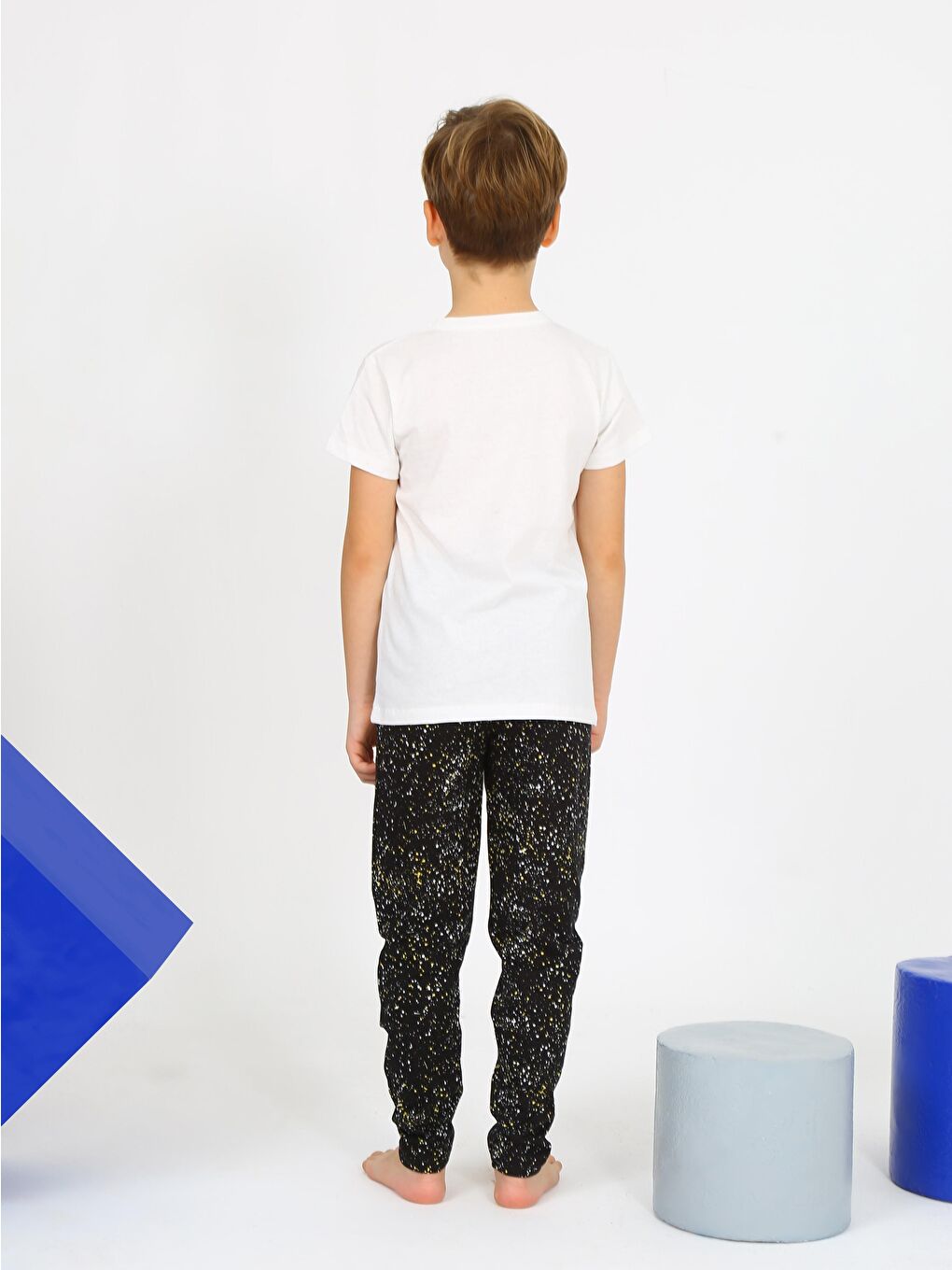 Vitmo Ekru Erkek Çocuk Kısa Kollu %100 Pamuklu Mars Space Pijama Takımı - 1