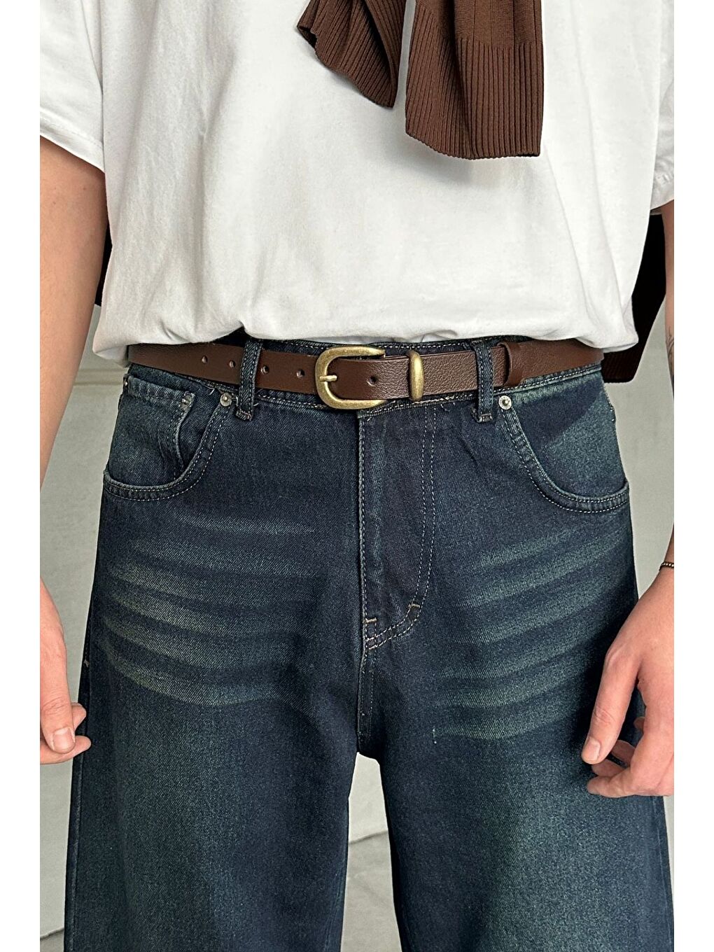 Kahverengi Erkek %100 Hakiki Deri Kemer