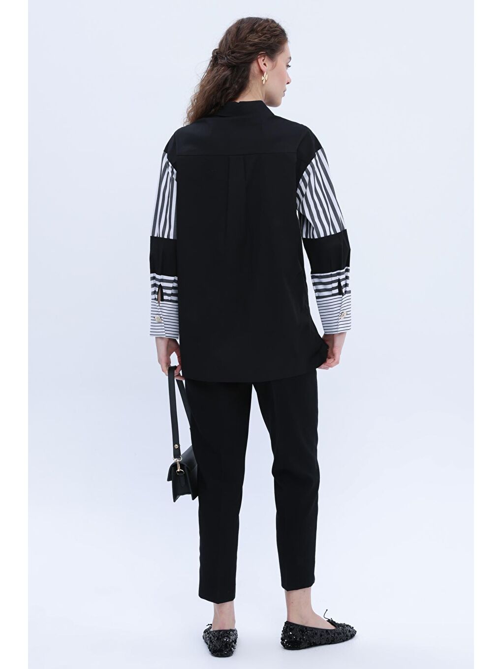 Siyah Çizgi Detaylı Gömlek Tunik-3