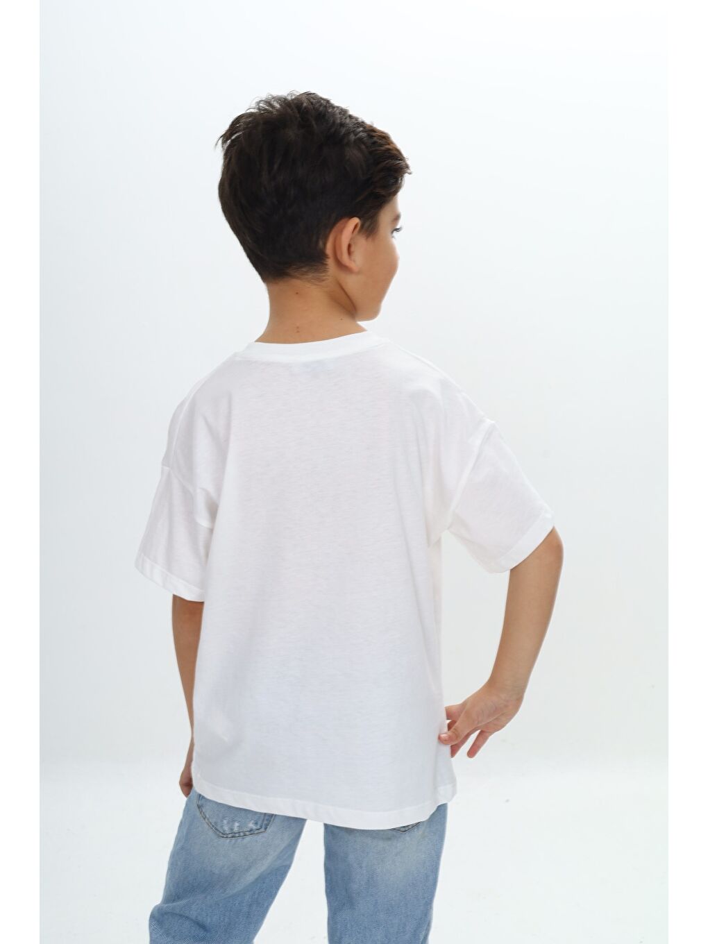 Ekru Erkek Çocuk Şapkalı Ayı Baskılı Tişört-3