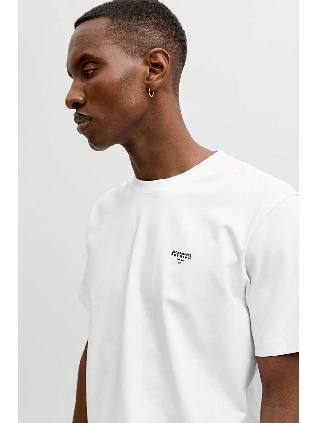 Beyaz Premium Logolu Pamuklu Regular Fit Bisiklet Yaka T Shirt 12292383-1