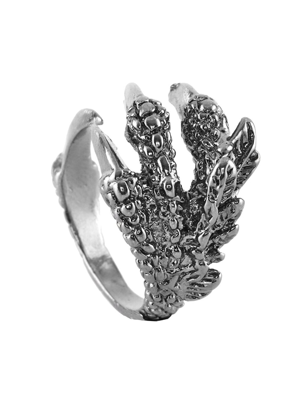 Antrasit Erkek Antik Gümüş Kaplama Ayarlanabilir Kartal Pençesi Yüzük