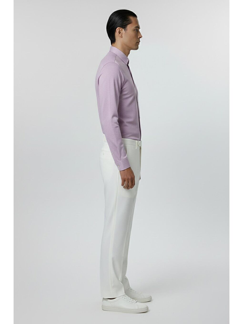 Giotelli Lila Slim Fit %100 Pamuk Çizgili Düğmeli Yaka Erkek Gömlek-2