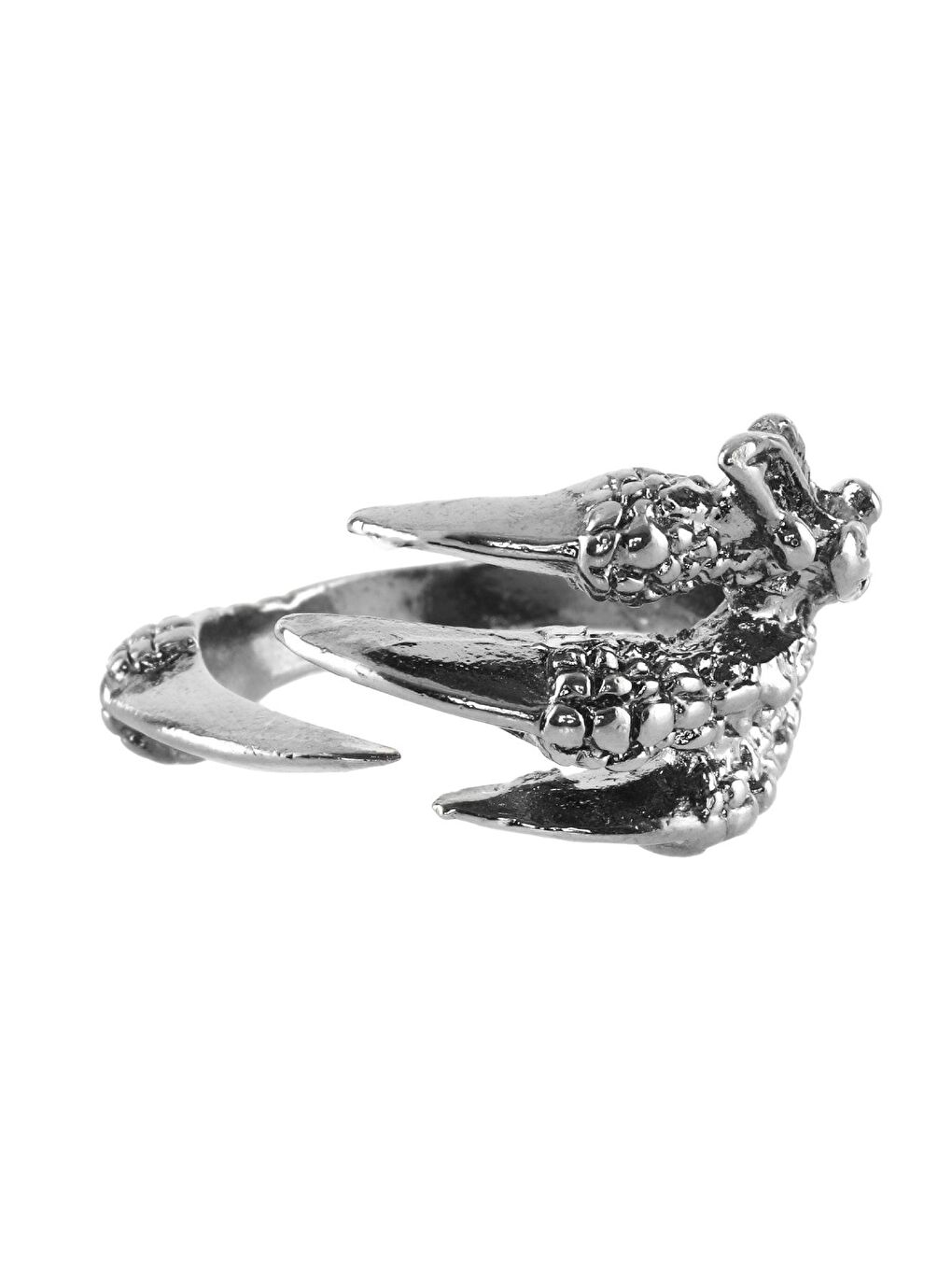Antrasit Erkek Antik Gümüş Kaplama Ayarlanabilir Kartal Pençesi Yüzük-4