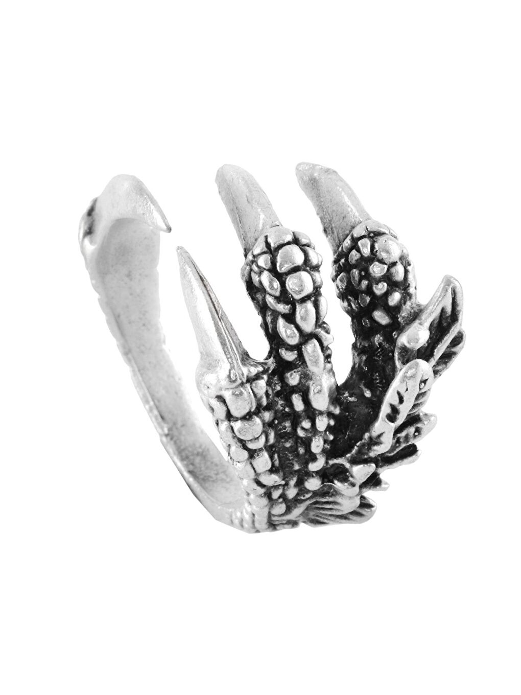 Gri Erkek Antik Gümüş Kaplama Ayarlanabilir Kartal Pençesi Yüzük