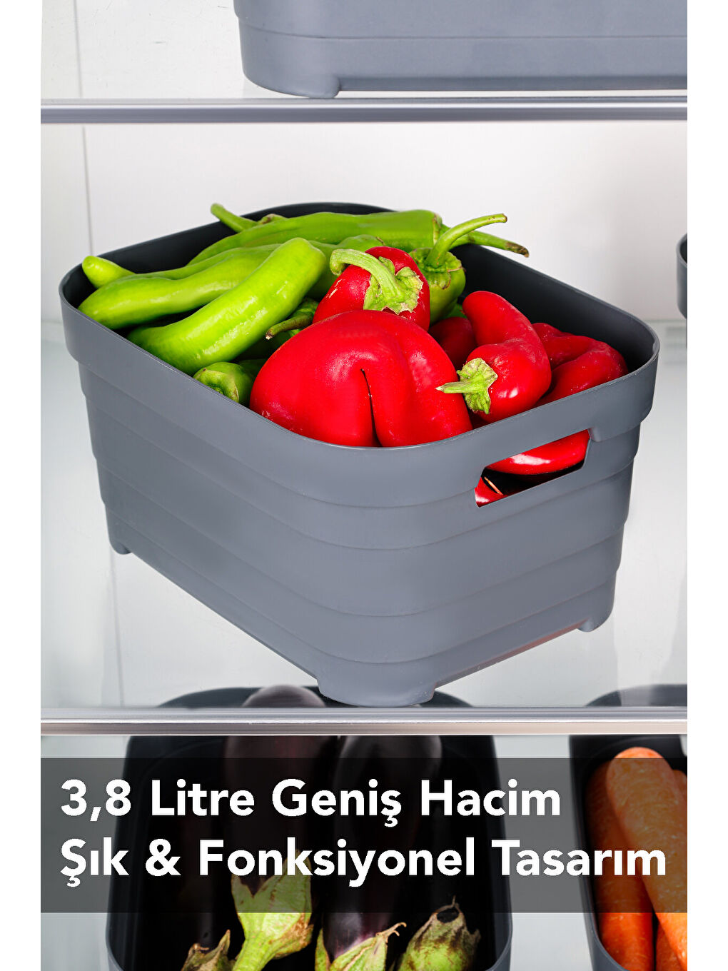 Antrasit 6'lı Buzdolabı Düzenleyici 3800 ml-1