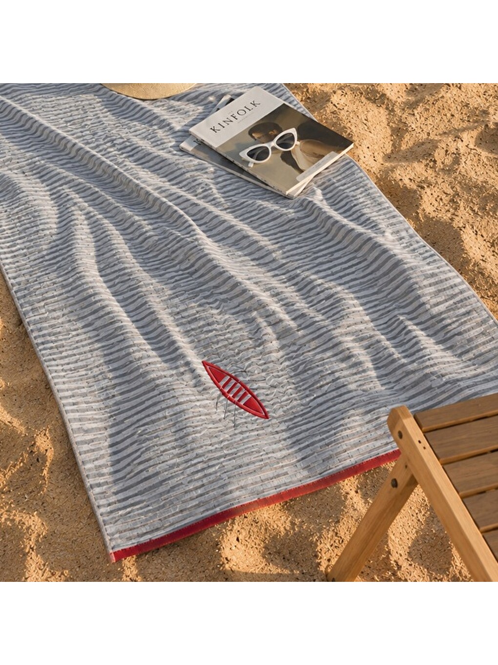 Soft Mare Plaj Havlusu - Ekru / Mavi - 70x140 Cm-5