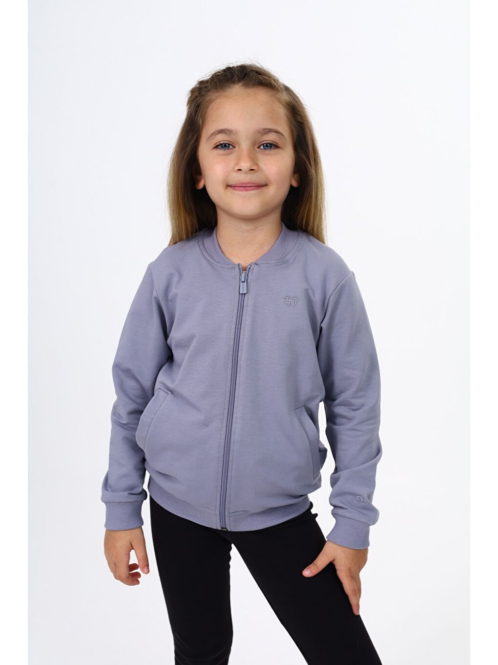 Gri Kız Çocuk Nakışlı Hırka