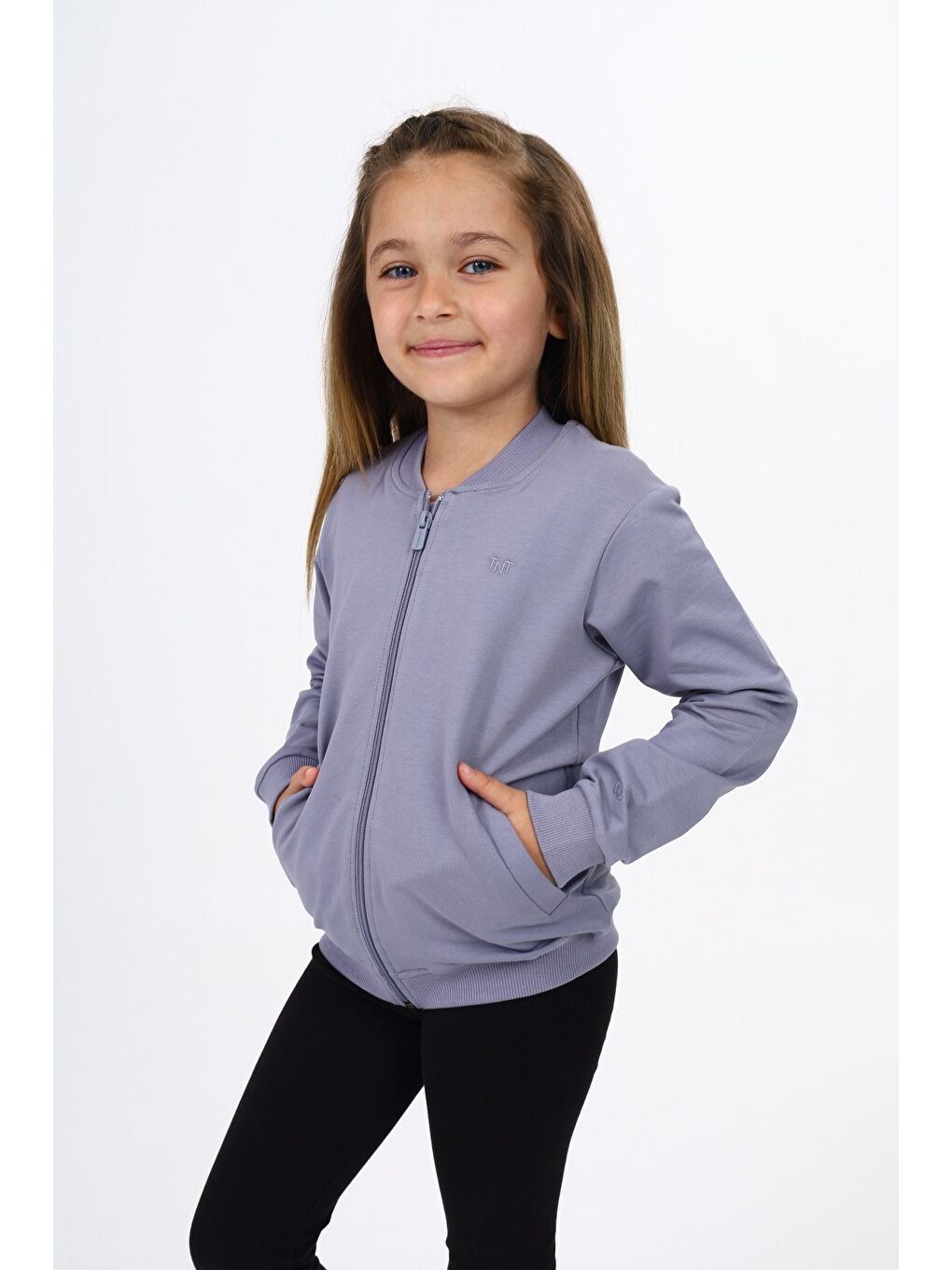 Gri Kız Çocuk Nakışlı Hırka-2