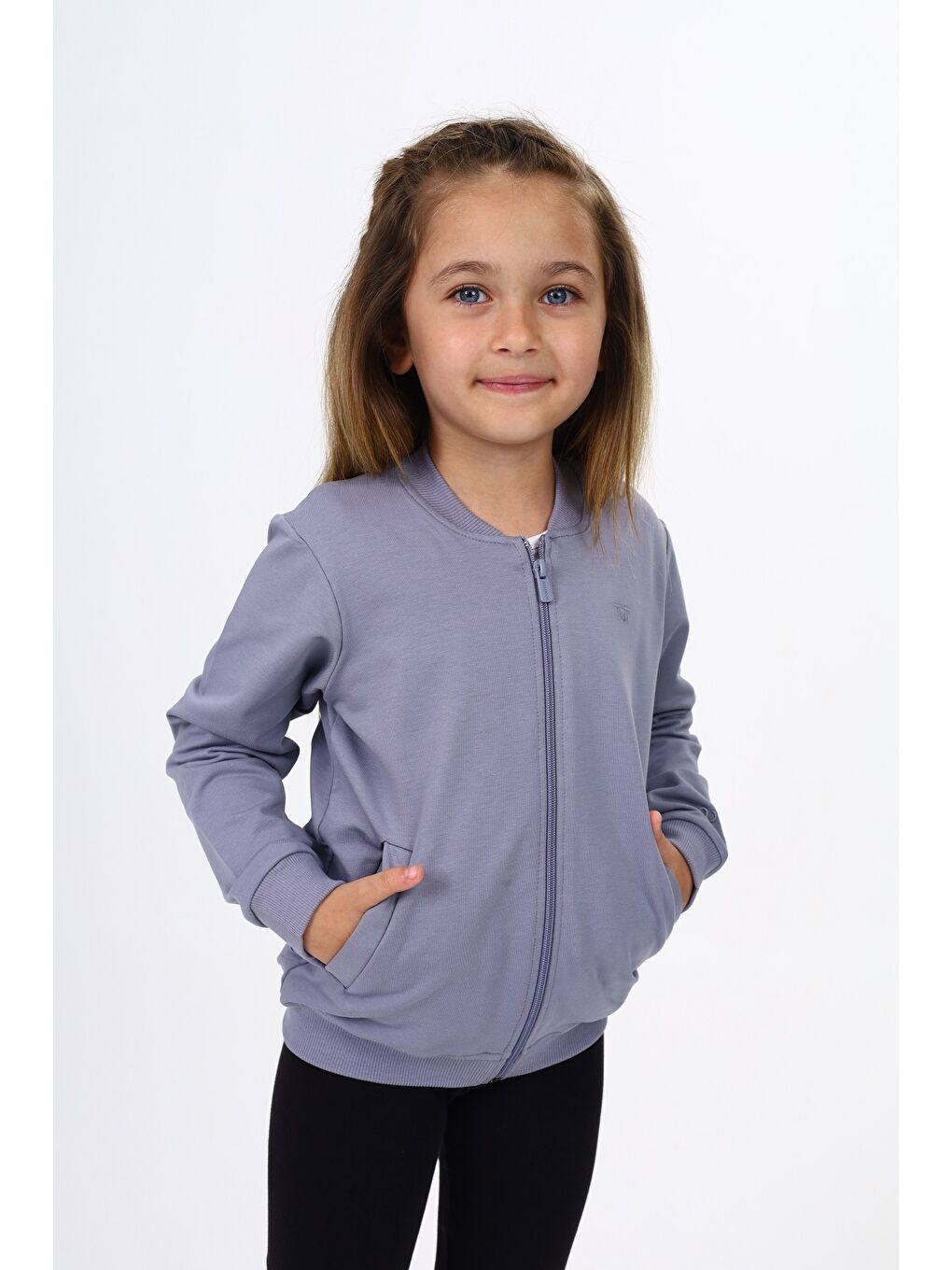 Gri Kız Çocuk Nakışlı Hırka-3