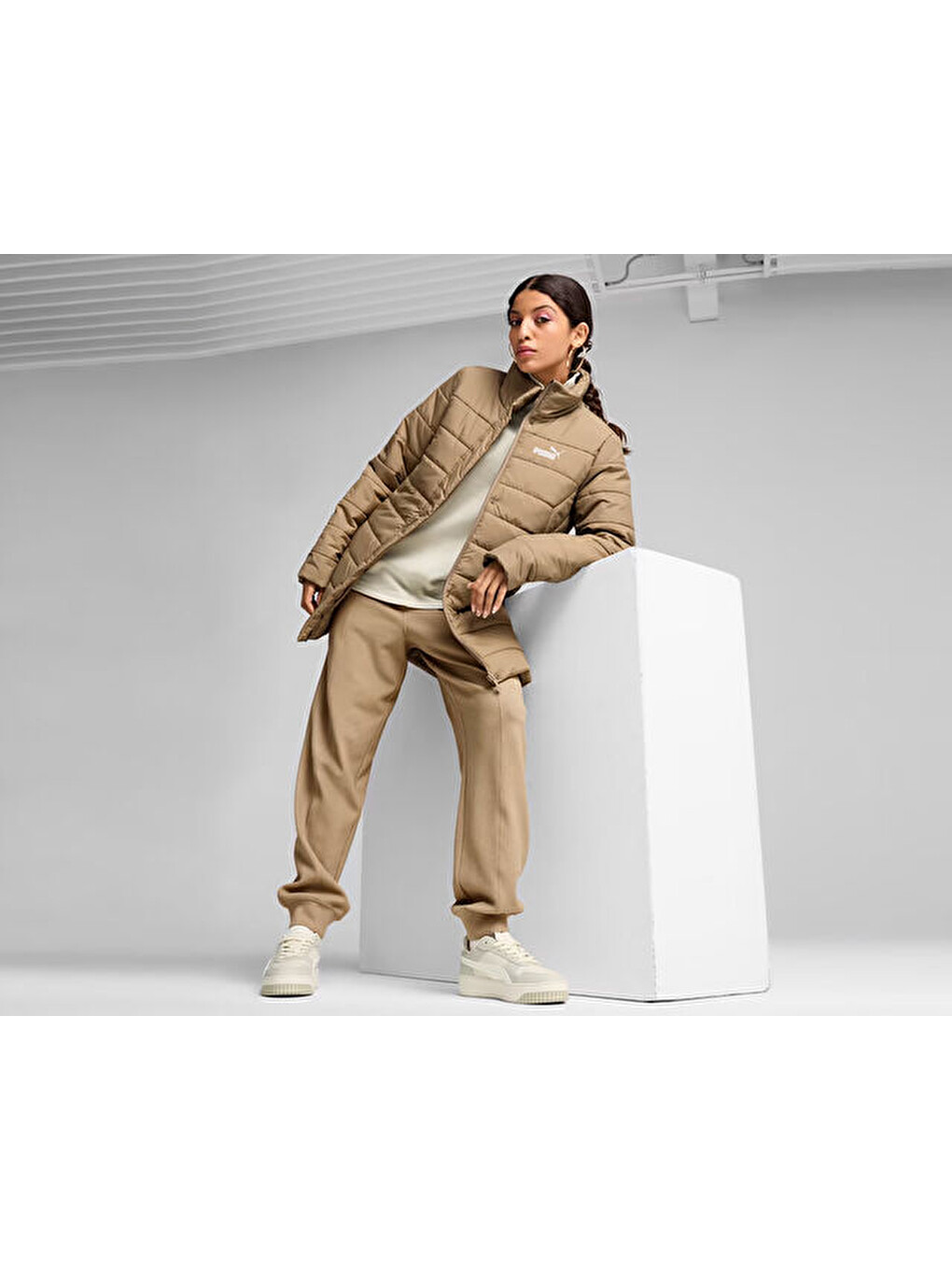 Ess+ Padded Jacket Kadın Günlük Mont 67536467 Kahverengi-3