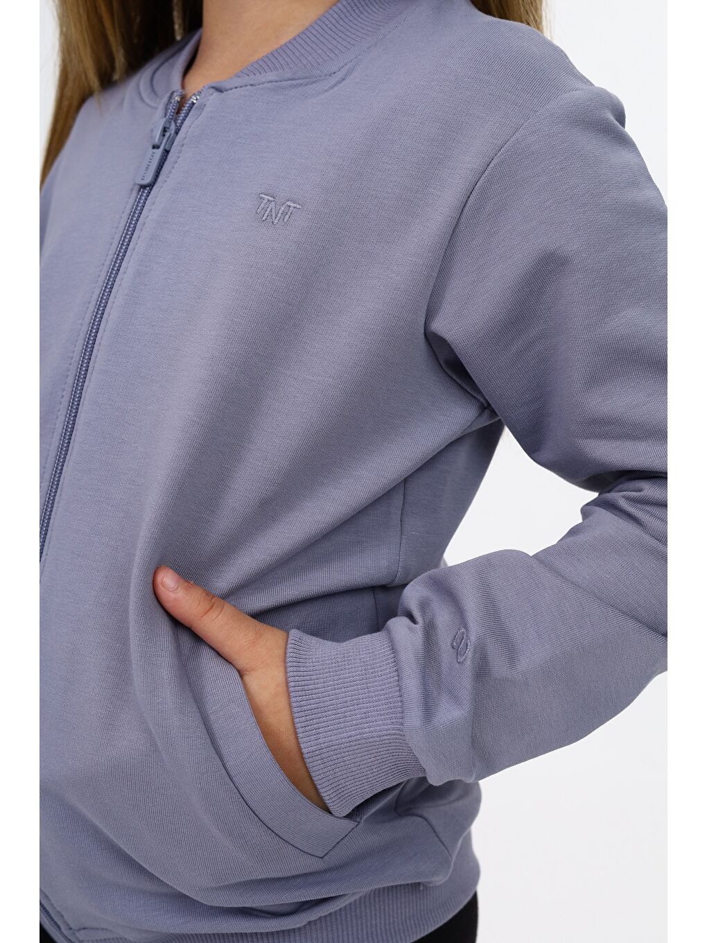 Gri Kız Çocuk Nakışlı Hırka-5